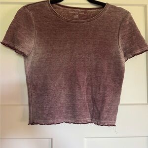 American Eagle Outfitters Red Fitted Crop Tee Short Sleeve